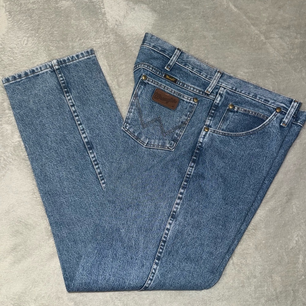 Wrangler Men's Blue Slim Straight Jeans 35x32 - Picture 2 of 8